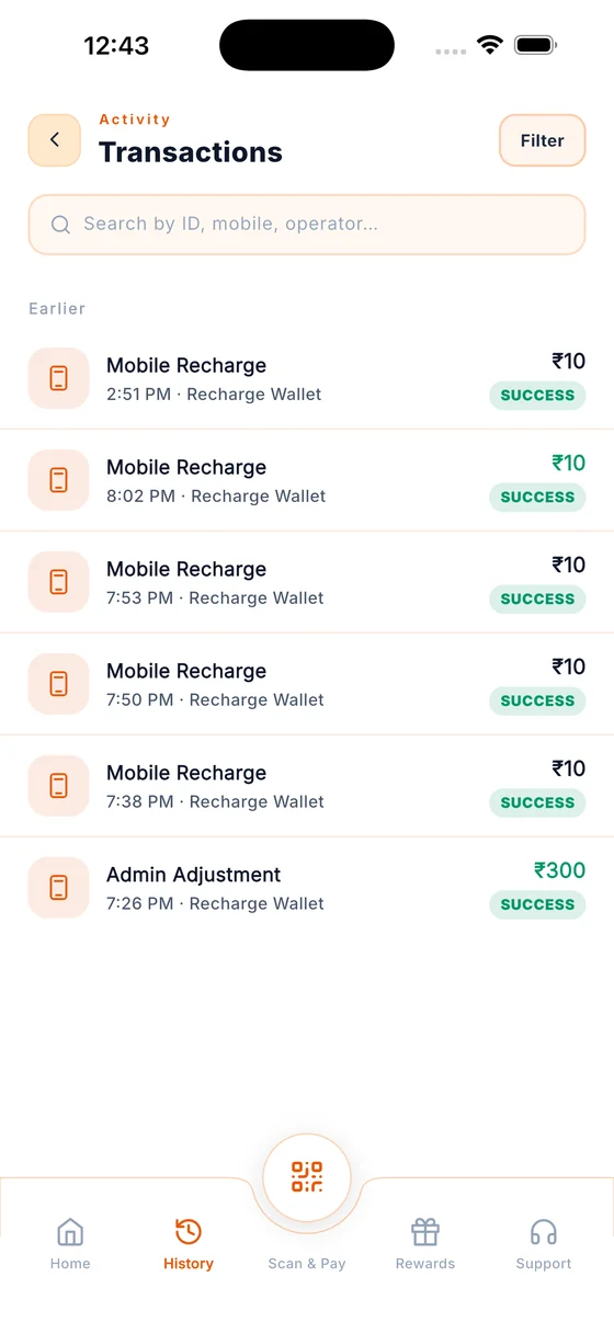 Full transaction history